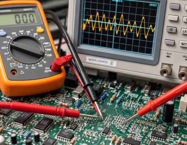 استفاده از مولتی‌متر و اسیلوسکوپ در عیب‌یابی بردهای الکترونیکی
