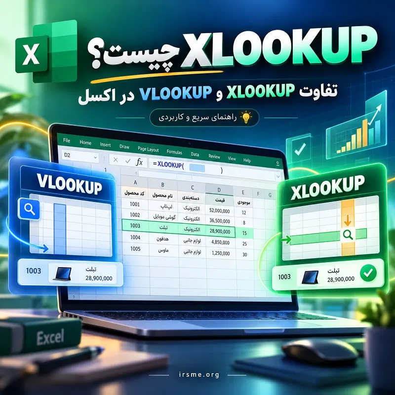 تفاوت XLOOKUP و VLOOKUP در اکسل و آموزش تابع XLOOKUP در آموزشگاه آپادانا تبریز