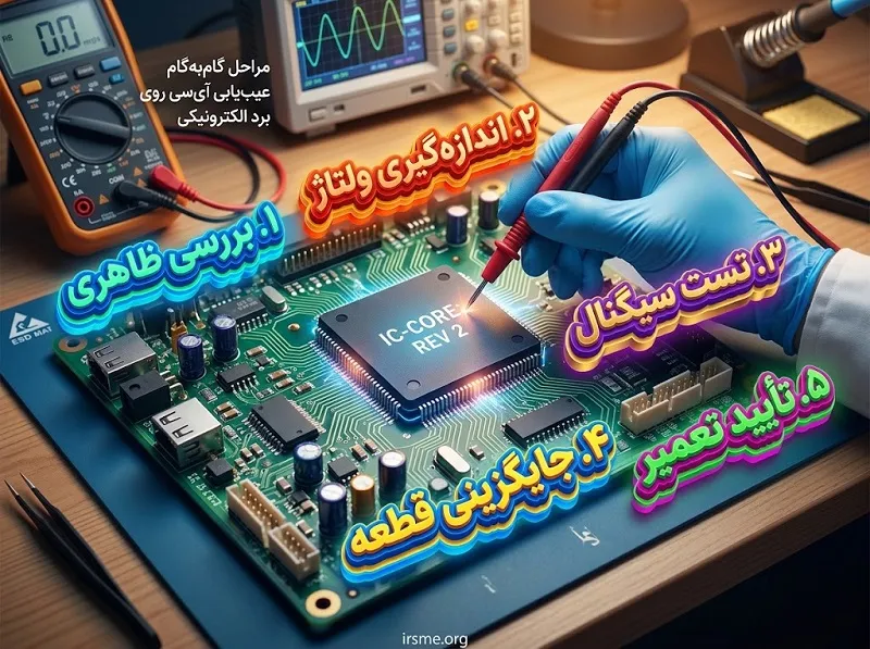 مراحل گام به گام عیب یابی آی سی روی برد الکترونیکی-آموزشگاه آپادانا تبریز